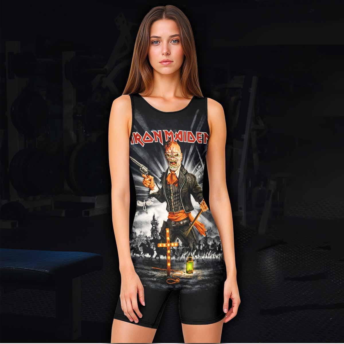 Iron Maiden Nights Of The Dead Wrestling Singlet - women's lifestyle view