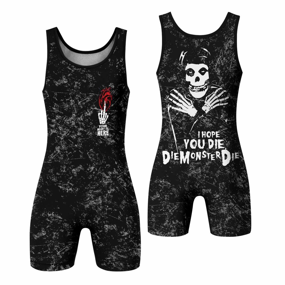 Misfits Die Monster Die Wrestling Singlet - front and back view