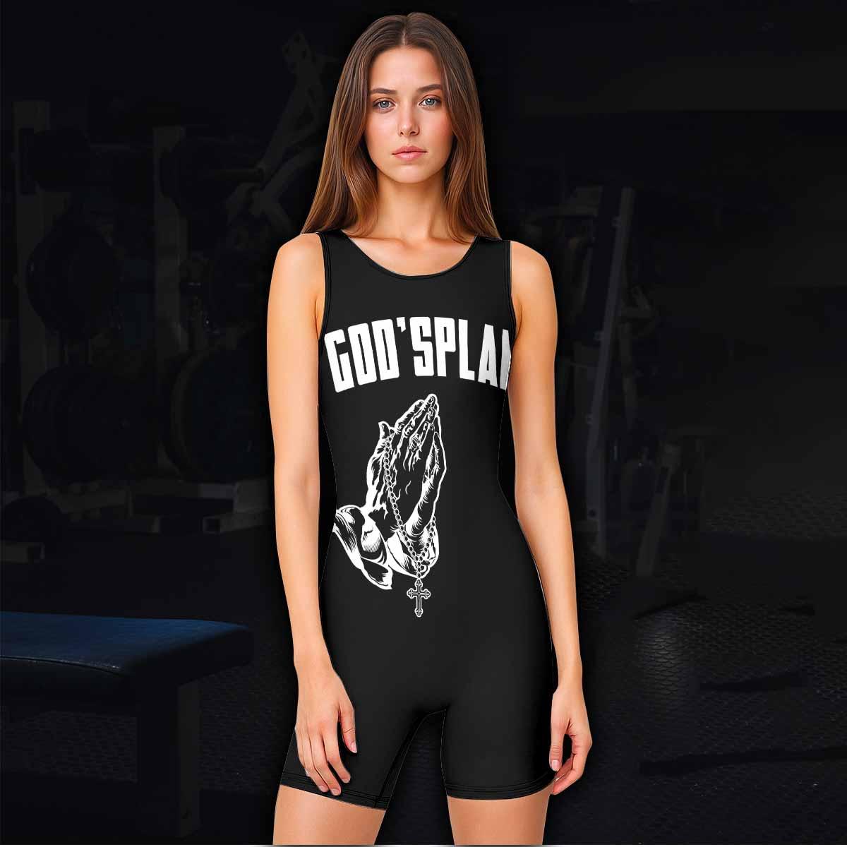 God's Plan Wrestling Singlet - women's lifestyle view