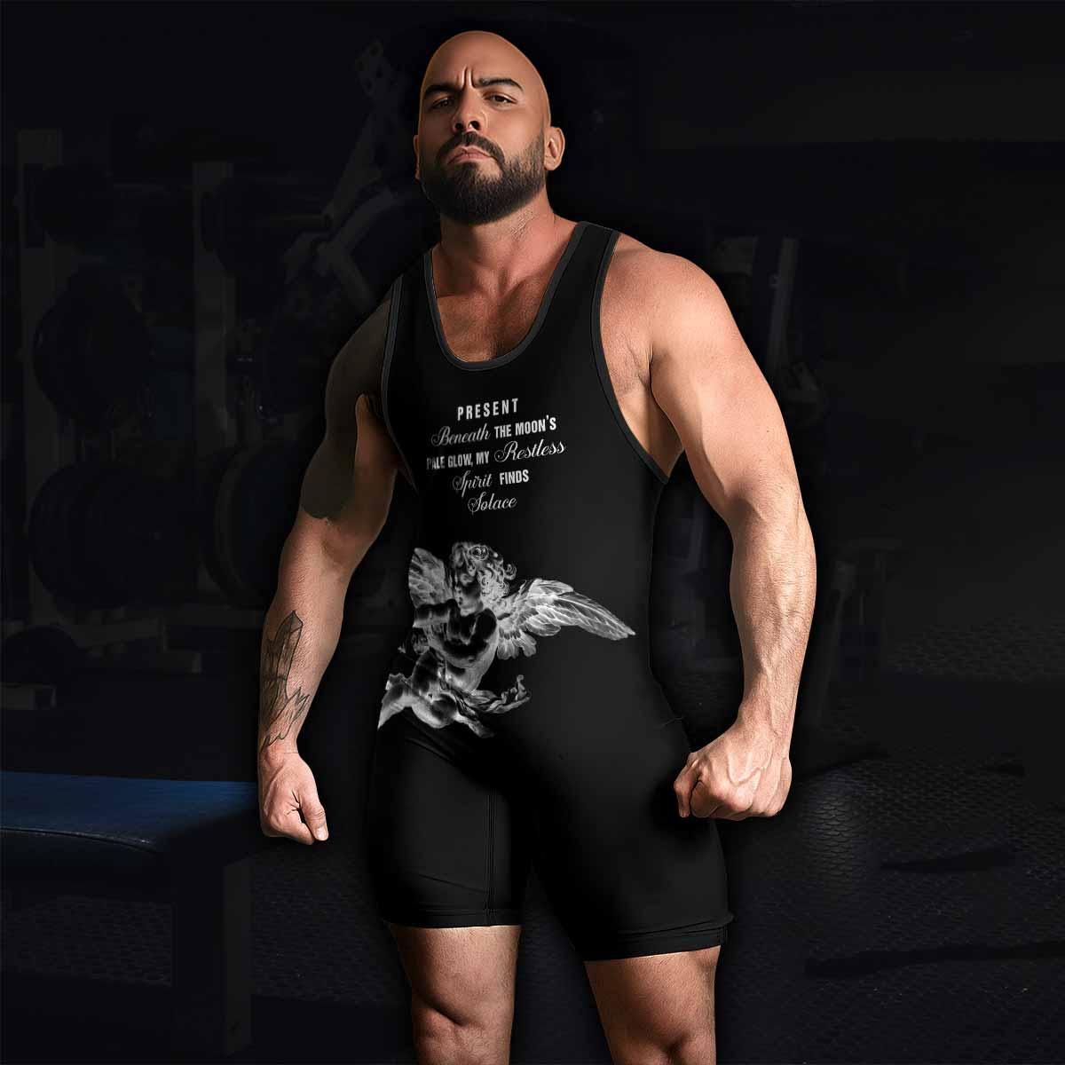 Angels of Solace Wrestling Singlet - men's lifestyle view