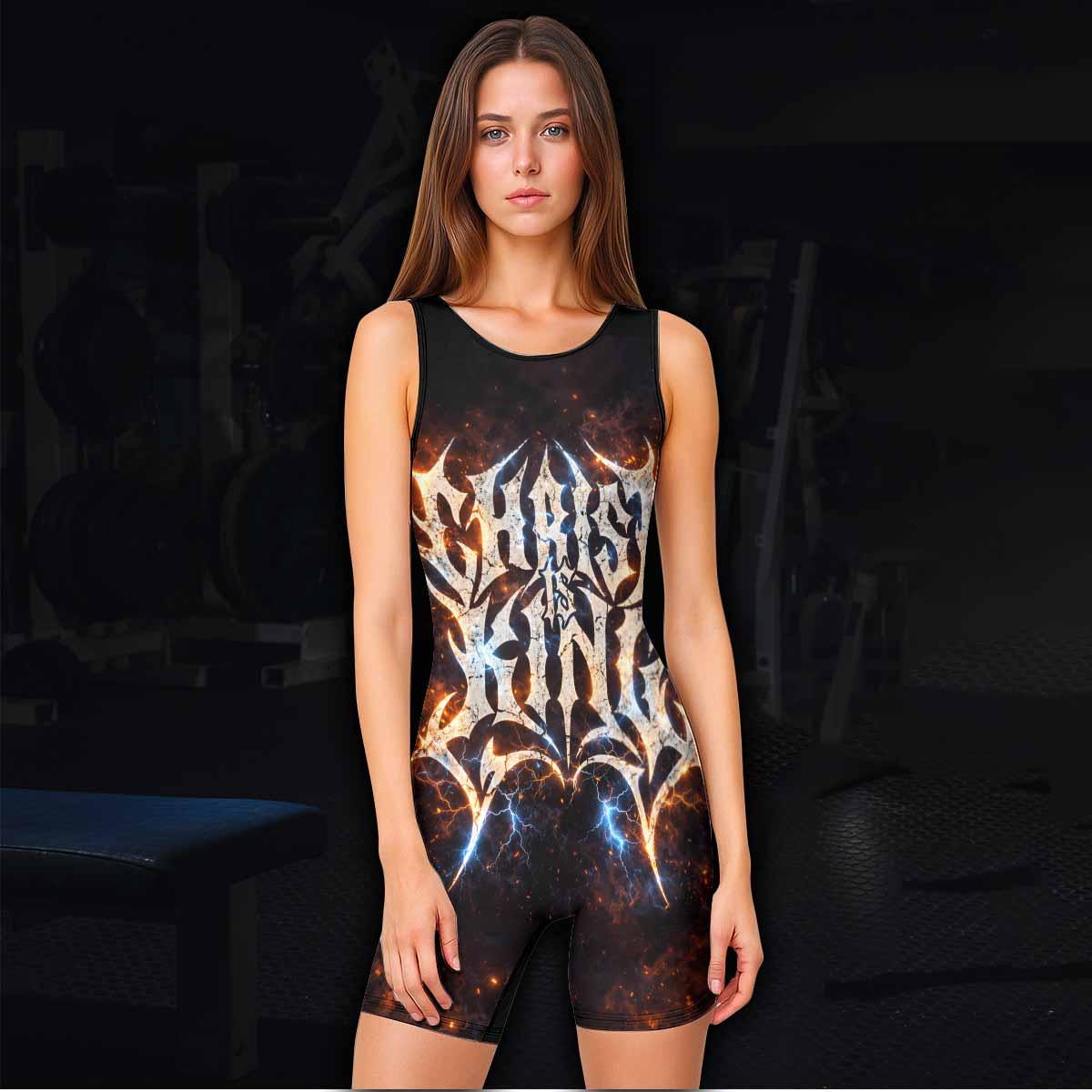 Christ is King Wrestling Singlet - women's lifestyle view