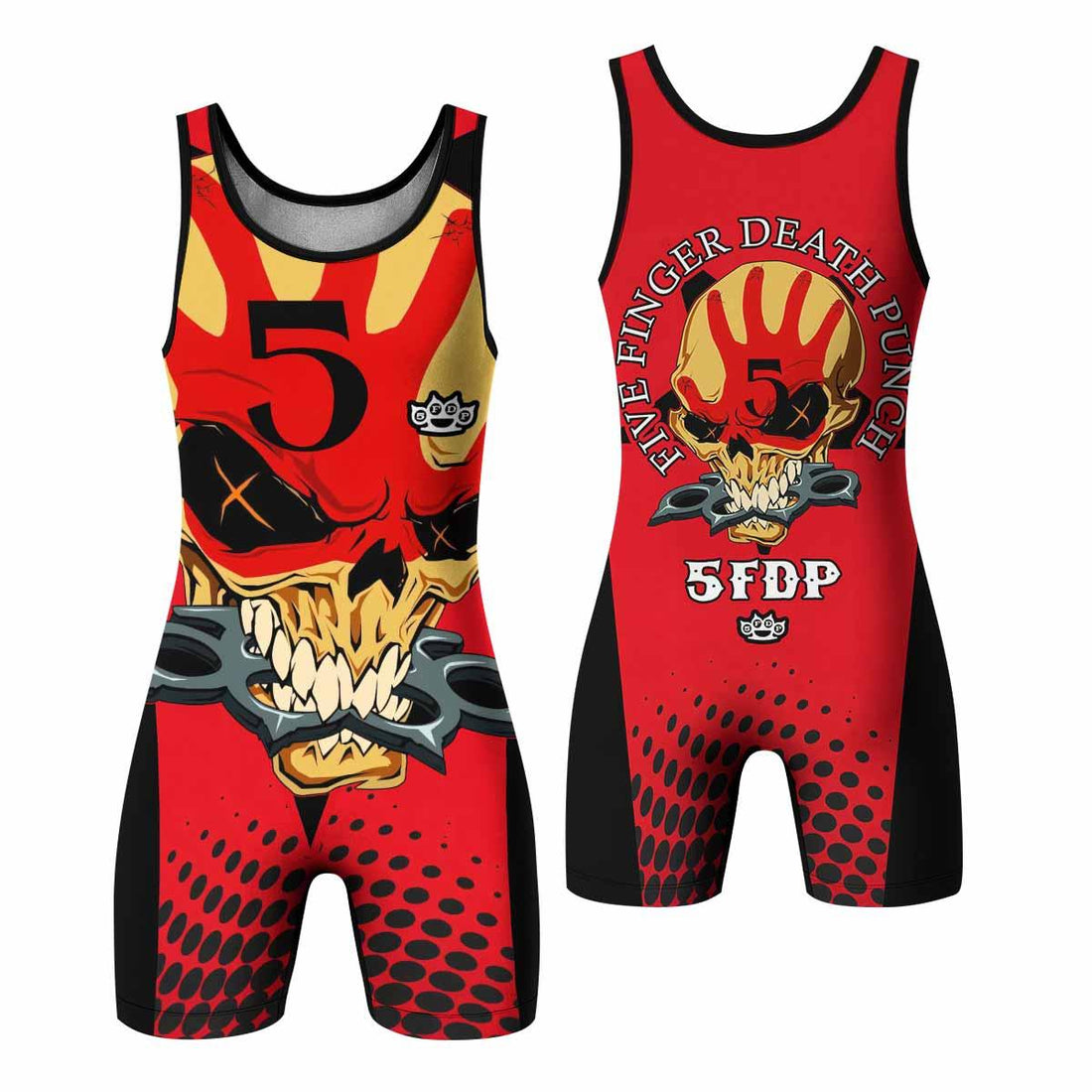 Five Finger Death Punch 5FDP Wrestling Singlet - front and back view