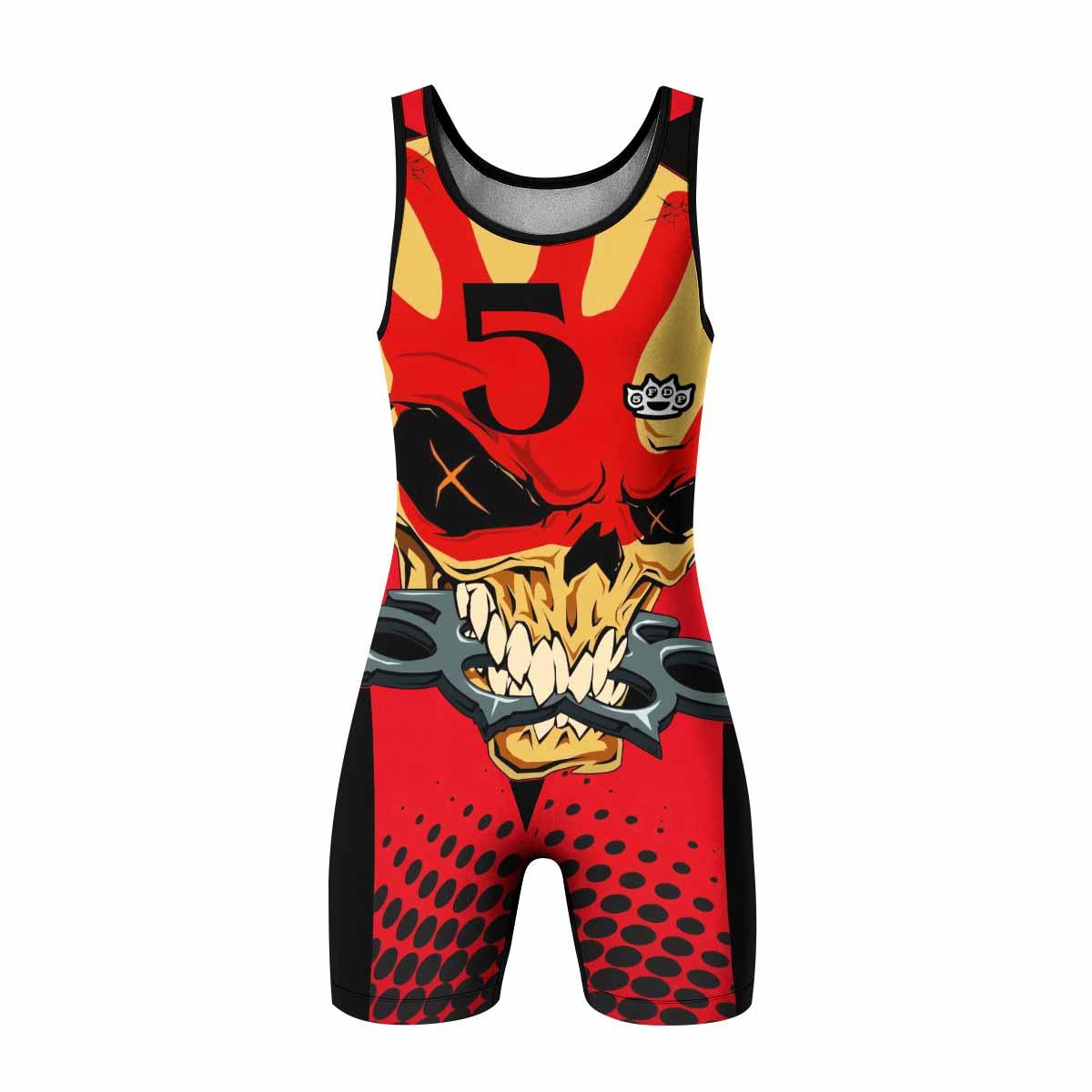 Five Finger Death Punch 5FDP Wrestling Singlet - front view mockup