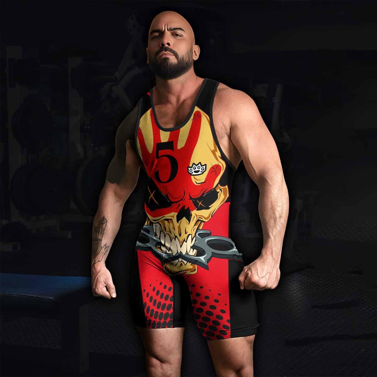 Five Finger Death Punch 5FDP Wrestling Singlet - men's lifestyle view