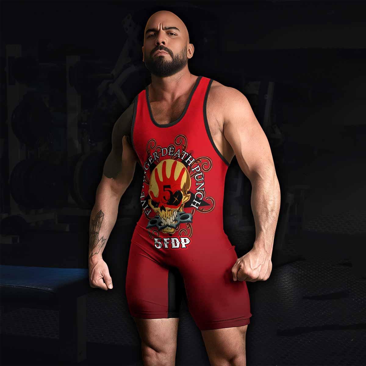 5FDP Five Finger Death Punch Wrestling Singlet - men's lifestyle view