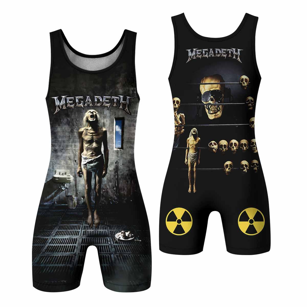 Megadeth Prison of Flesh Wrestling Singlet - front and back view
