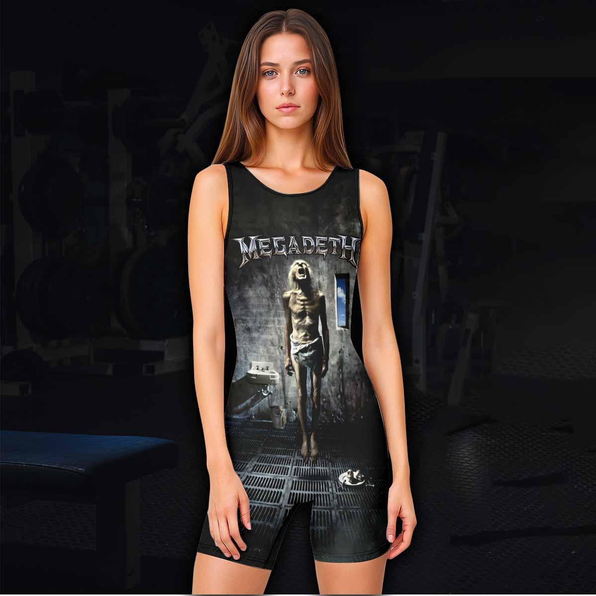 Megadeth Prison of Flesh Wrestling Singlet - women's lifestyle view