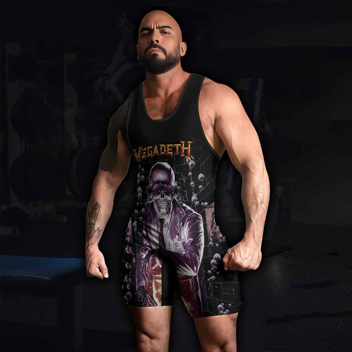 Megadeth Toxic Messiah Wrestling Singlet - men's lifestyle view