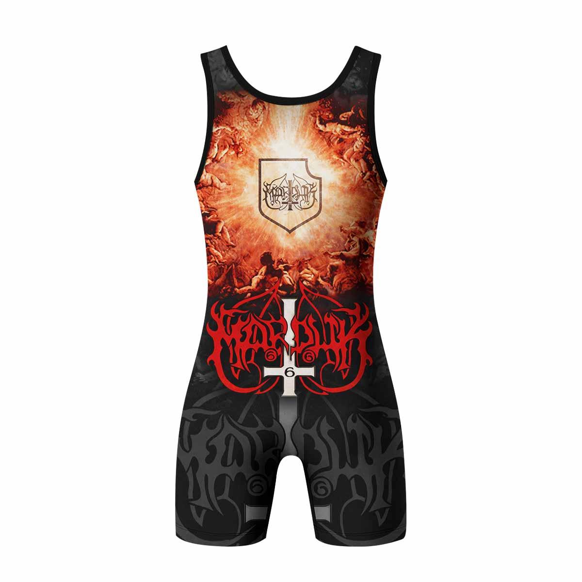 Marduk Heaven Shall Burn Wrestling Singlet - back view mockup