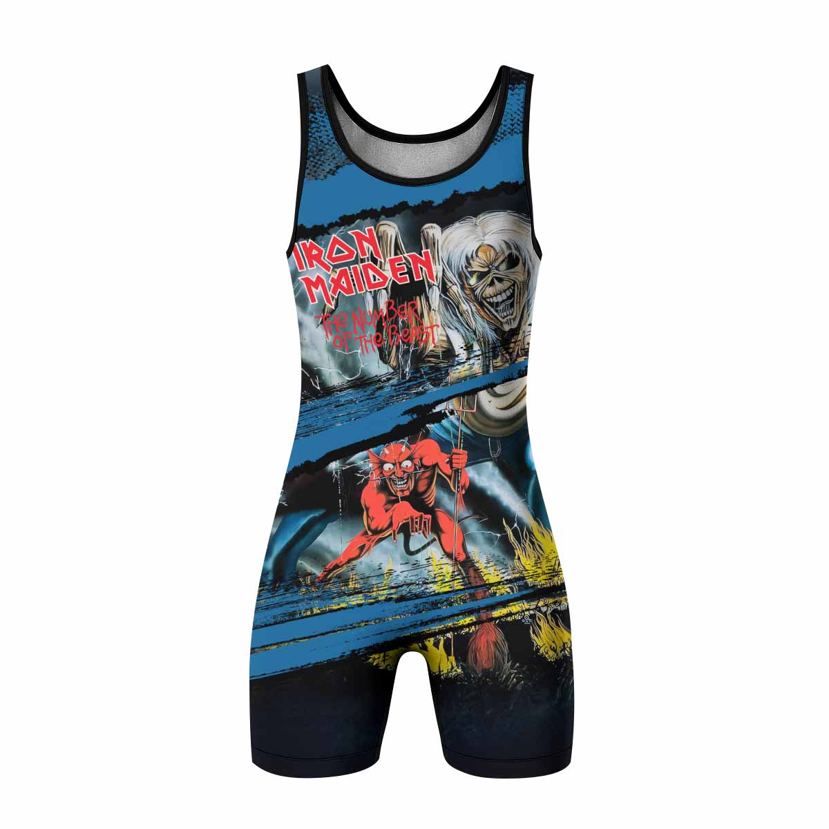 Iron Maiden The Number of the Beast Wrestling Singlet - front view mockup