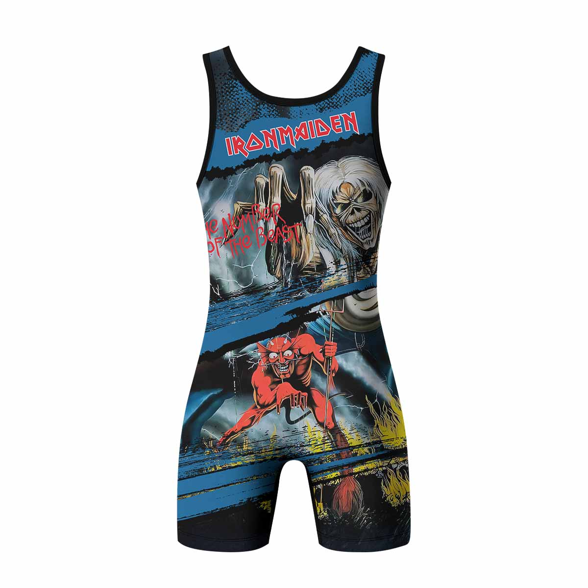 Iron Maiden The Number of the Beast Wrestling Singlet - back view mockup