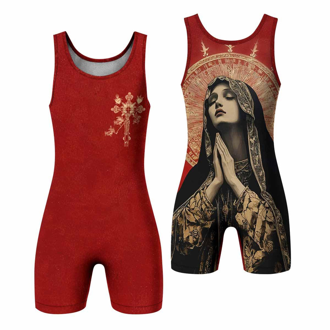 Mother of Sorrows Wrestling Singlet - front and back view