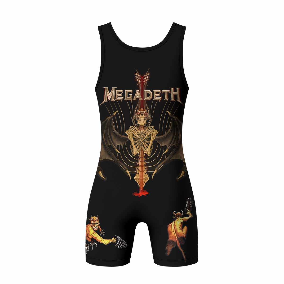 Megadeth Holy Wars 991 Wild Oats Wrestling Singlet - back view mockup
