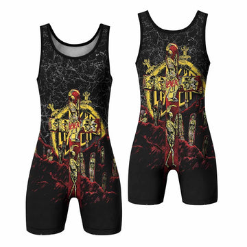 Vintage 1991 Slayer Wrestling Singlet - front and back view