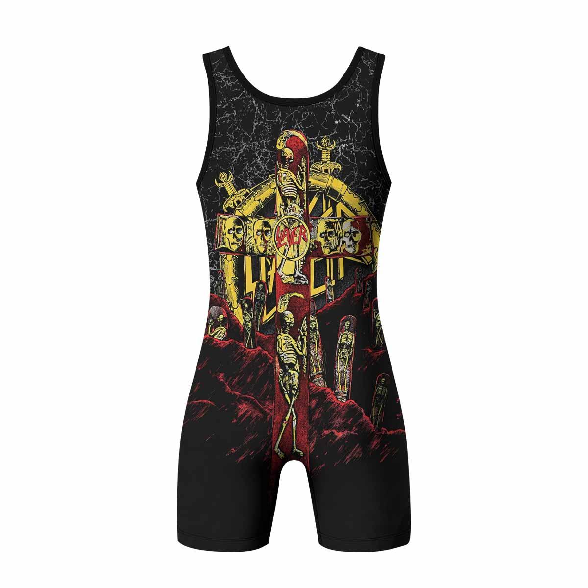 Vintage 1991 Slayer Wrestling Singlet - back view mockup