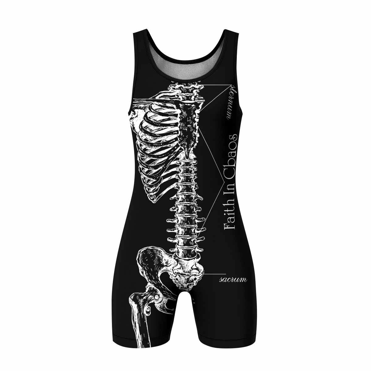 Faith In Chaos Skeleton Wrestling Singlet - front view mockup