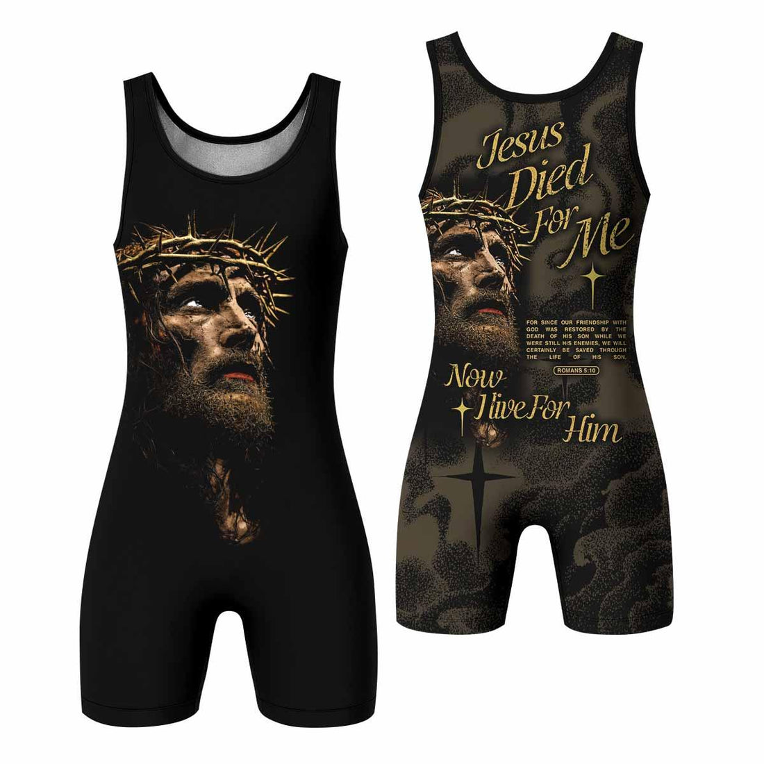 Live for Him Wrestling Singlet - front and back view