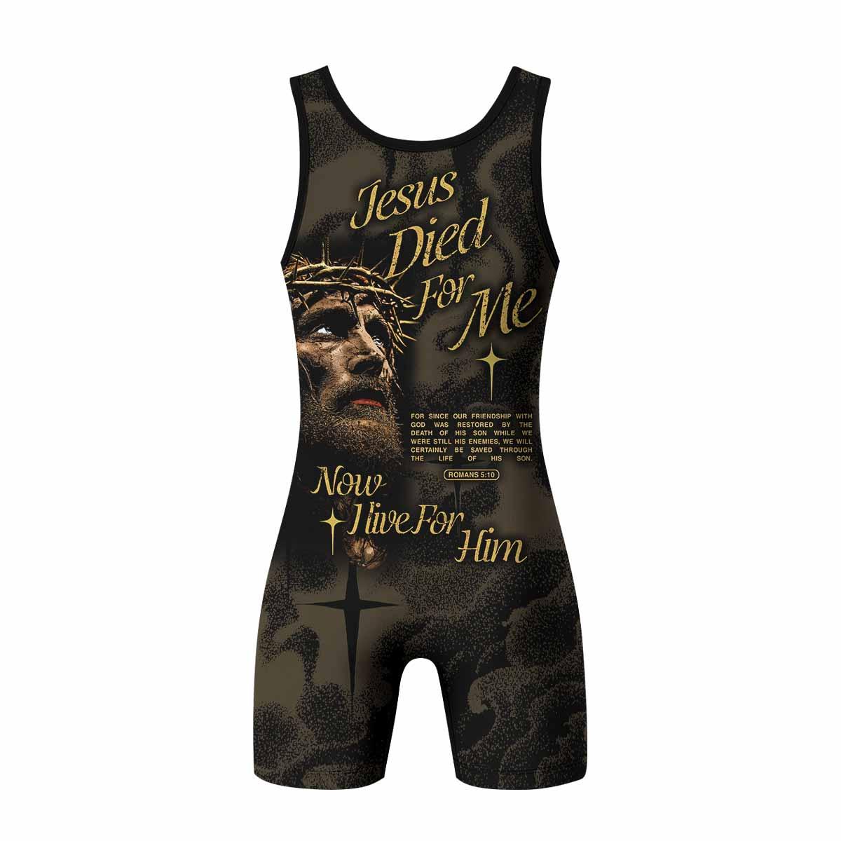 Live for Him Wrestling Singlet - back view mockup