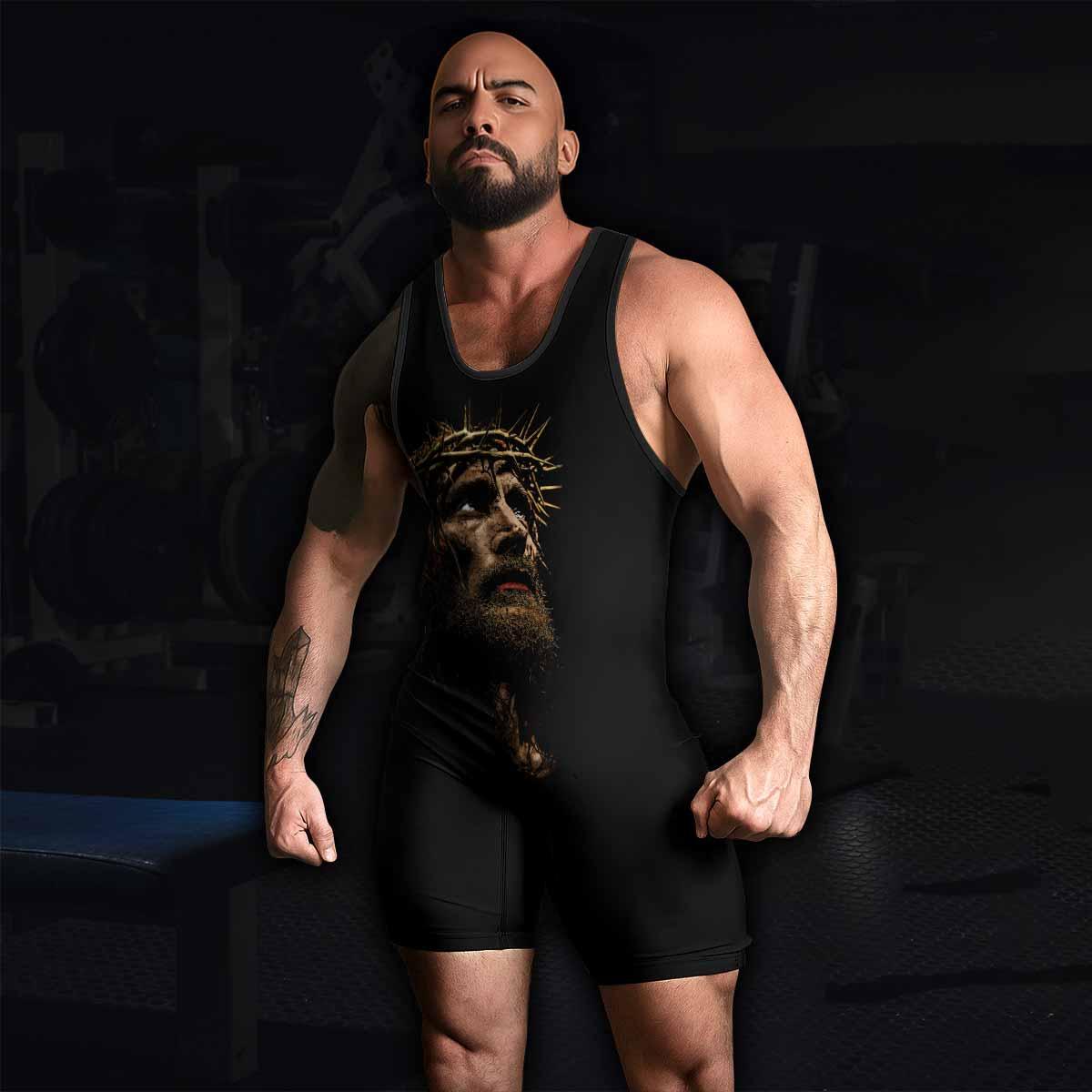 Live for Him Wrestling Singlet - men's lifestyle view