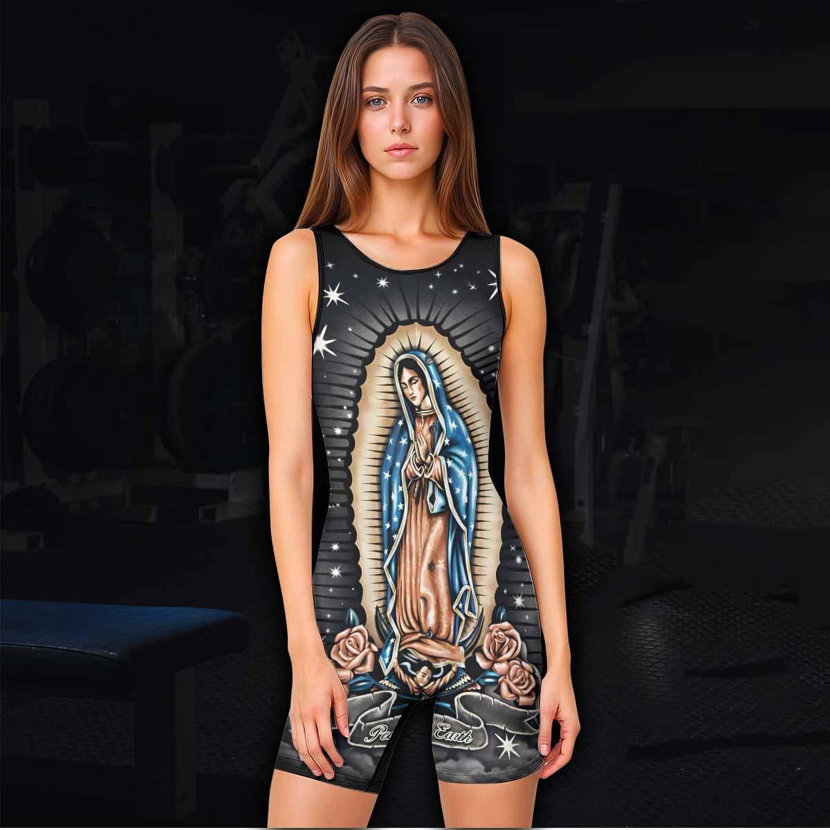 Peace on Earth Wrestling Singlet - women's lifestyle view