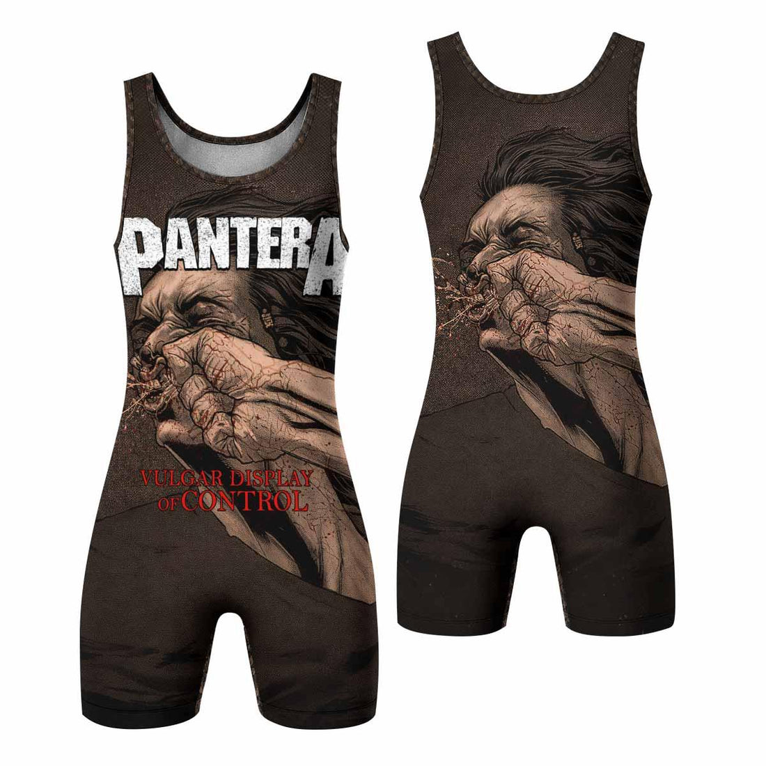 Pantera Vulgar Display Of Control Wrestling Singlet - front and back view