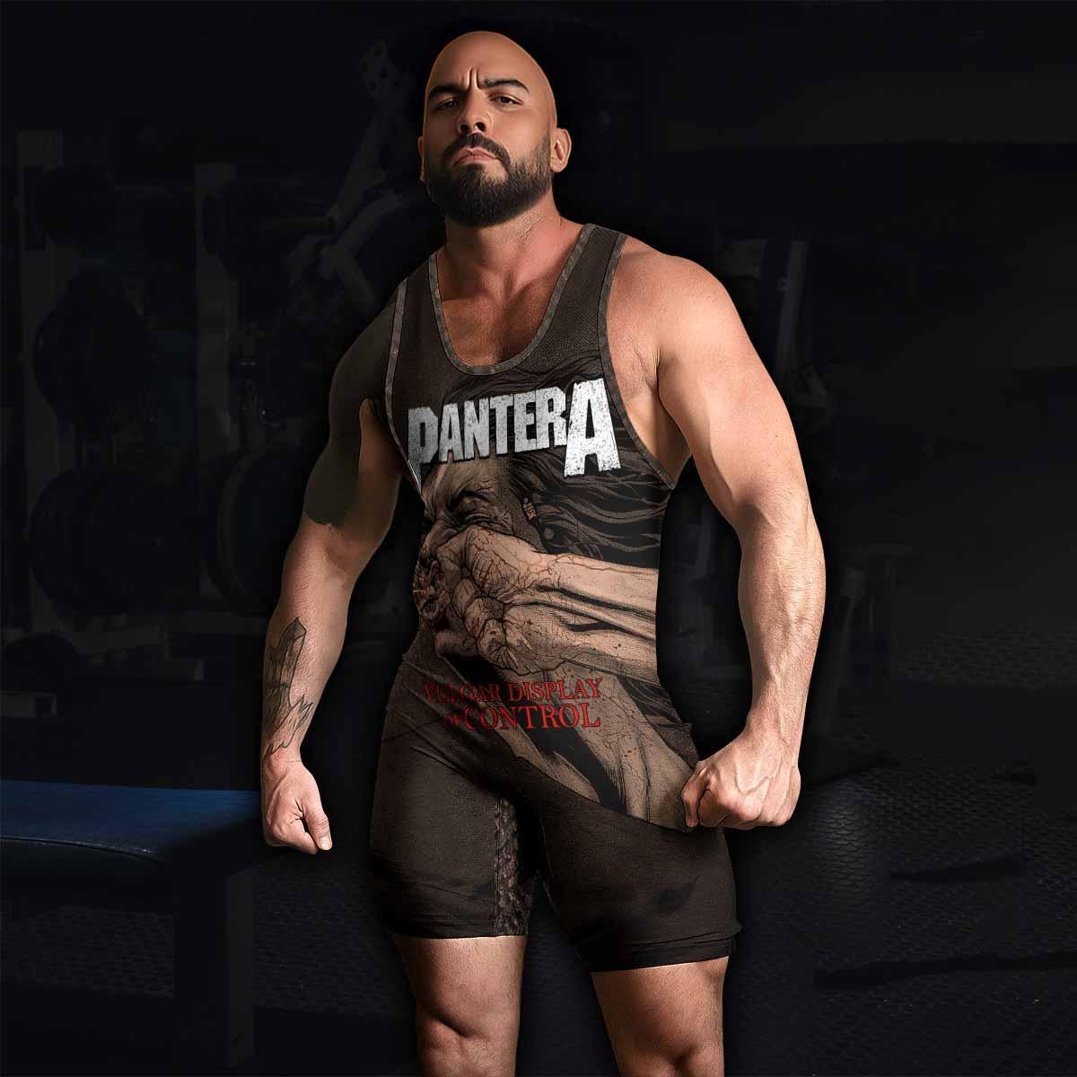 Pantera Vulgar Display Of Control Wrestling Singlet - men's lifestyle view