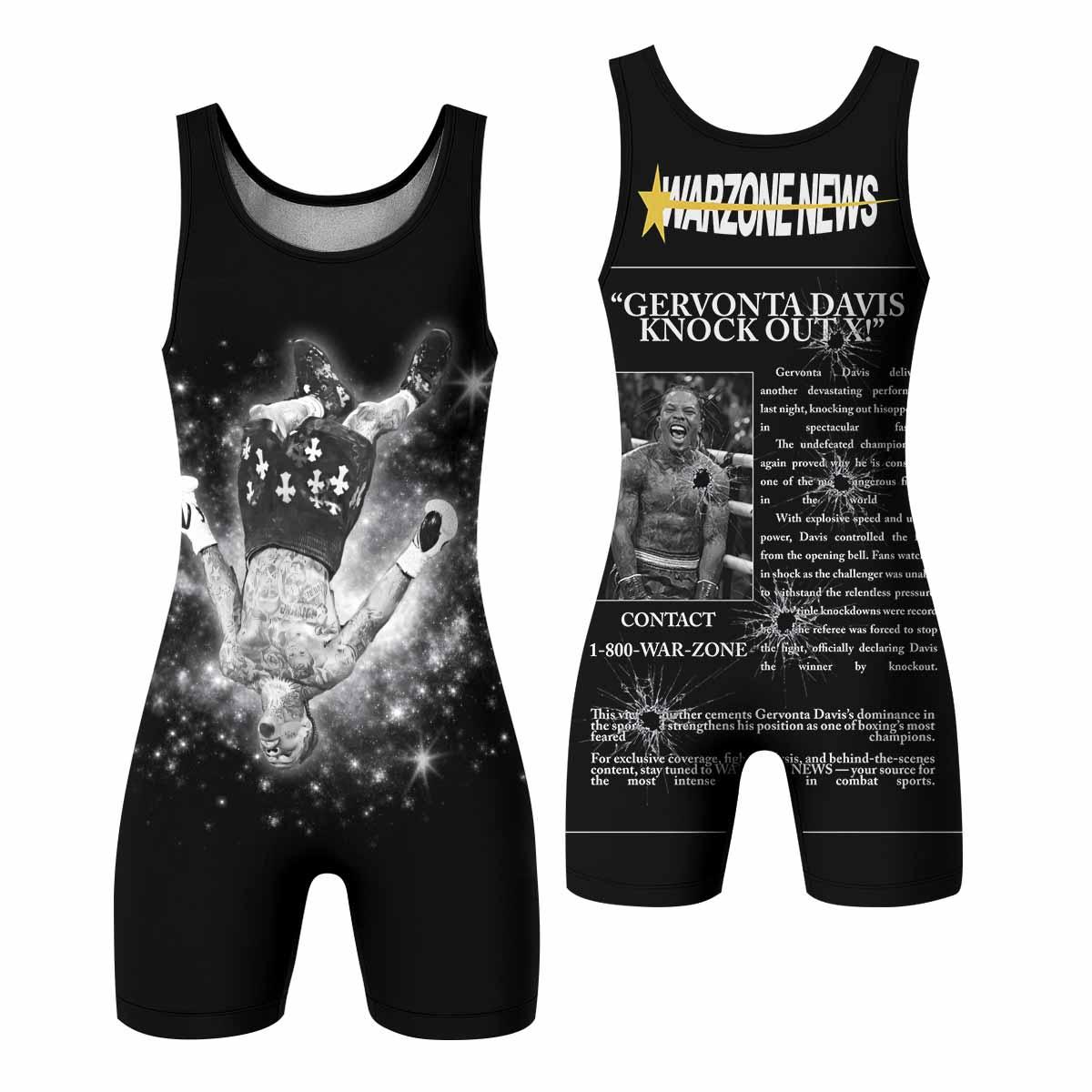 Gervonta Tank Davis Flip Wrestling Singlet - front and back view