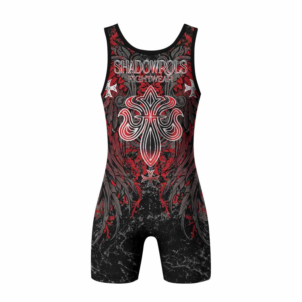 Crimson Faith Cross Wrestling Singlet - back view mockup