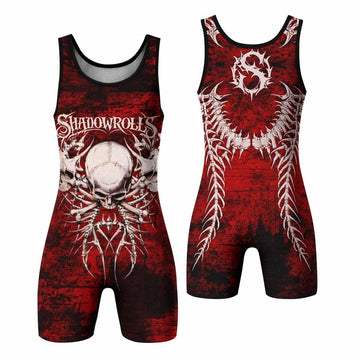 Blood Spine Skull Wrestling Singlet - front and back view