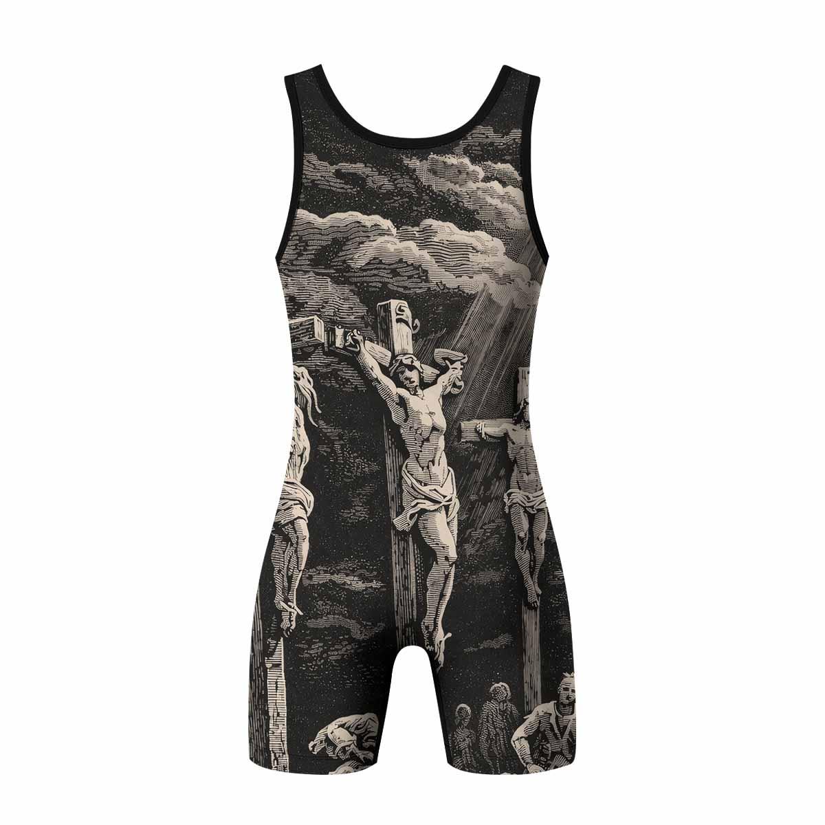By His Stripes We Are Healed Wrestling Singlet - back view mockup