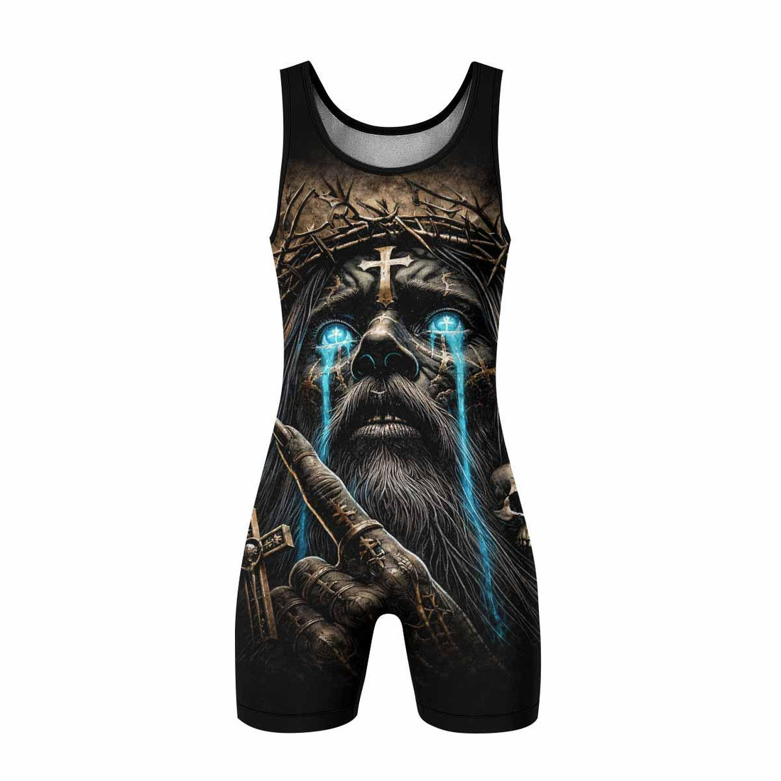 Tears Of Christ Wrestling Singlet - front and back view