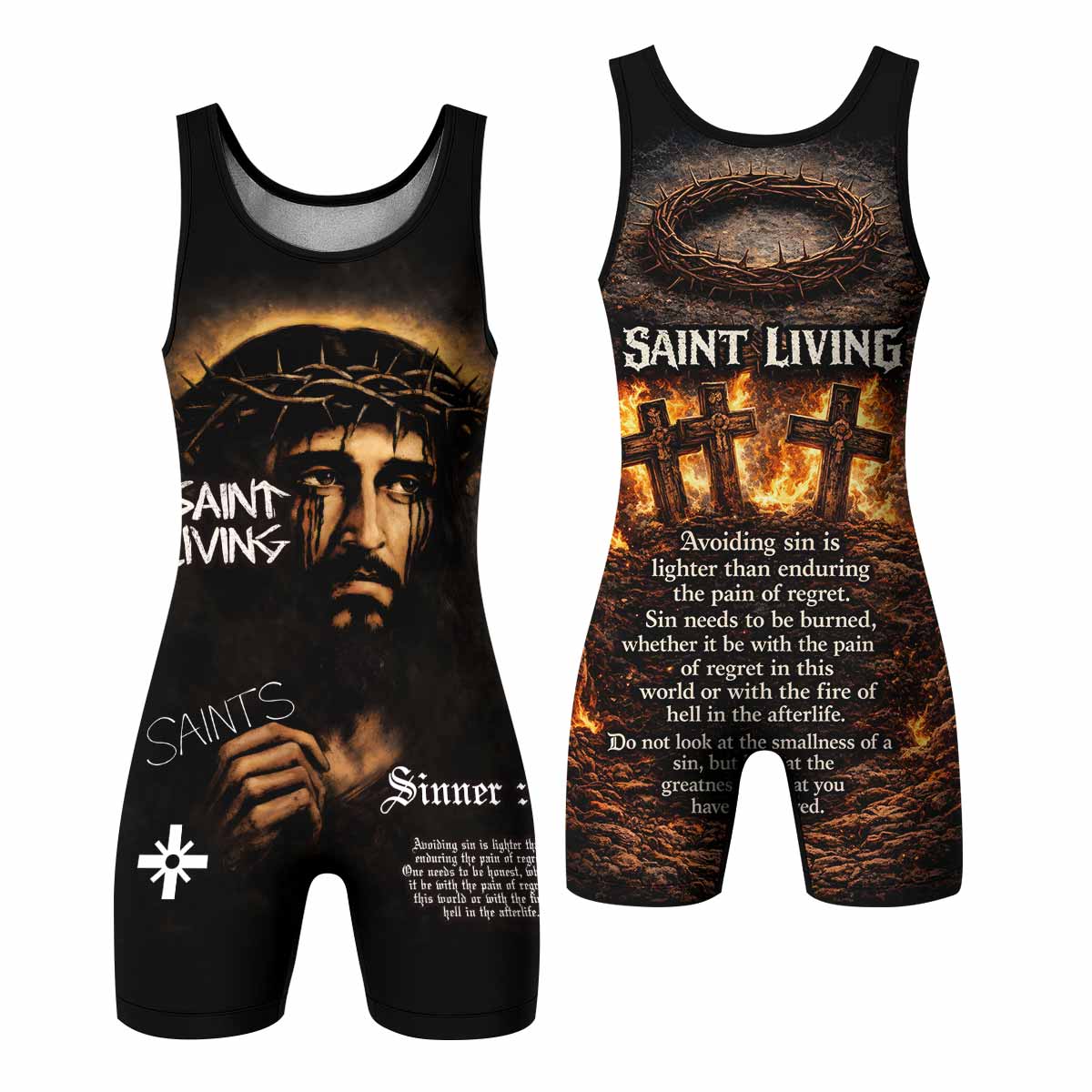 Saint Living Wrestling Singlet - front and back view