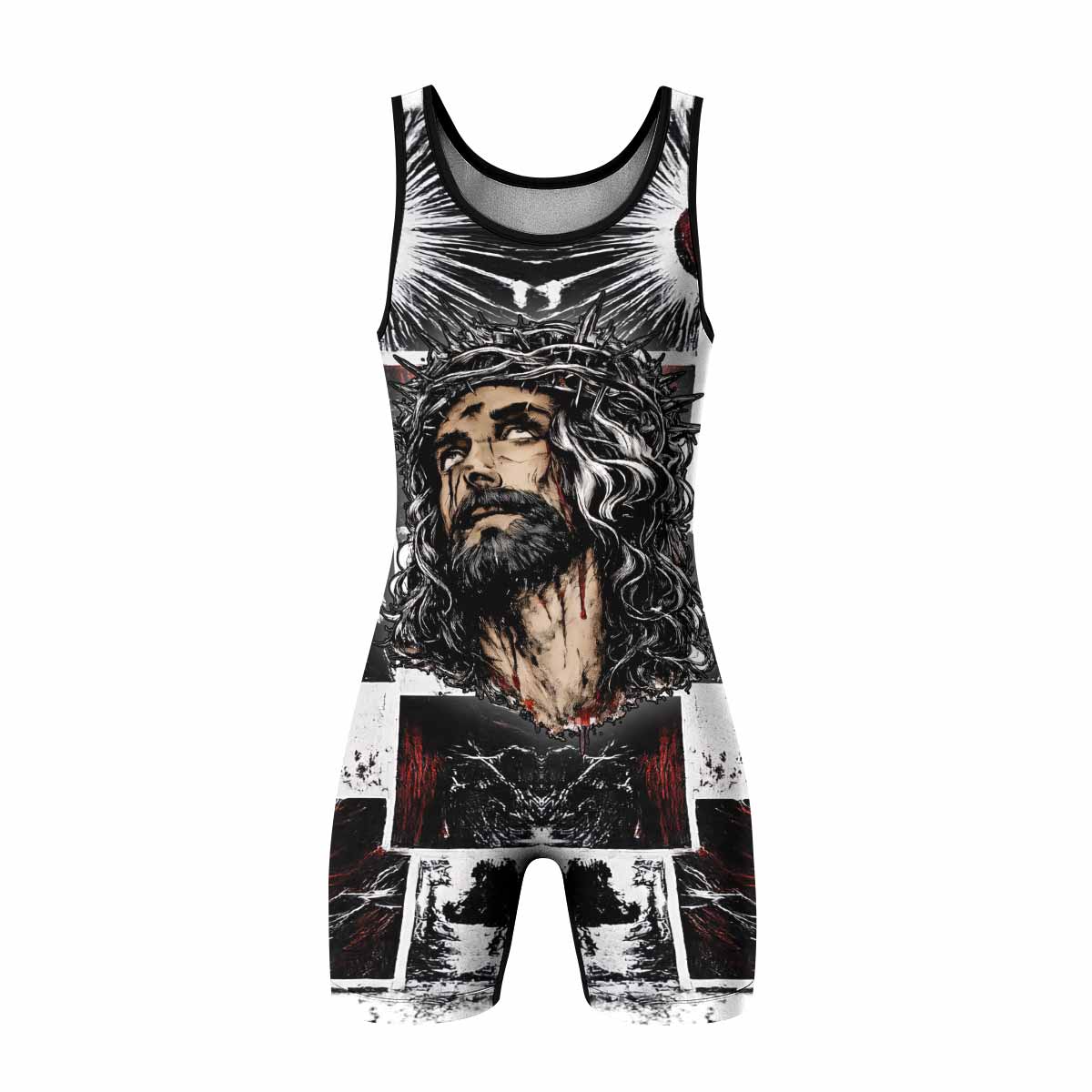 Man of Sorrows Wrestling Singlet - front view mockup