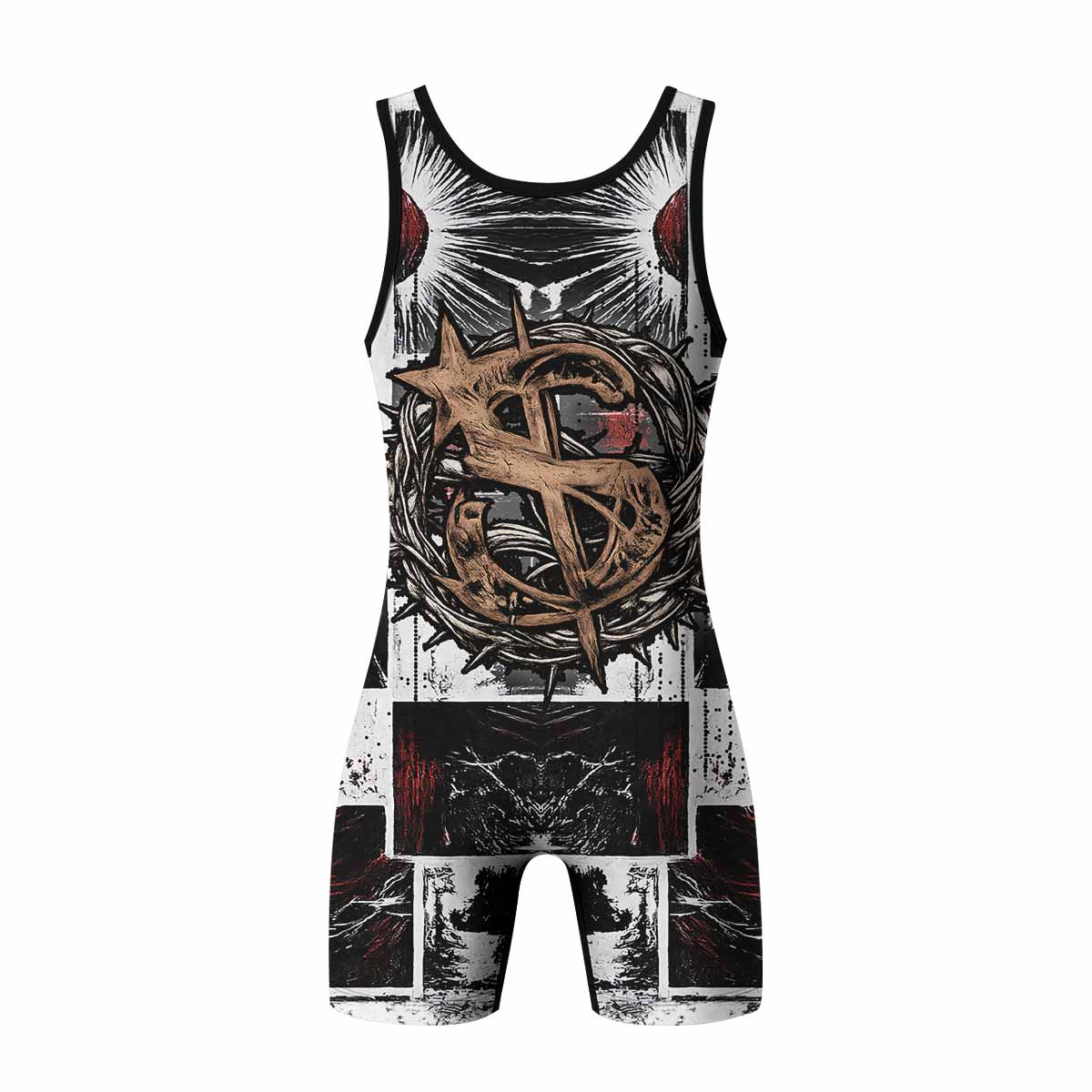 Man of Sorrows Wrestling Singlet - back view mockup
