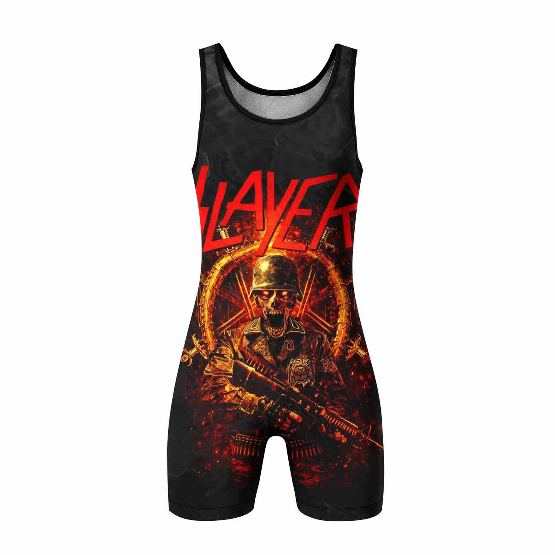 Slayer Goat Skull Wrestling Singlet - front and back view