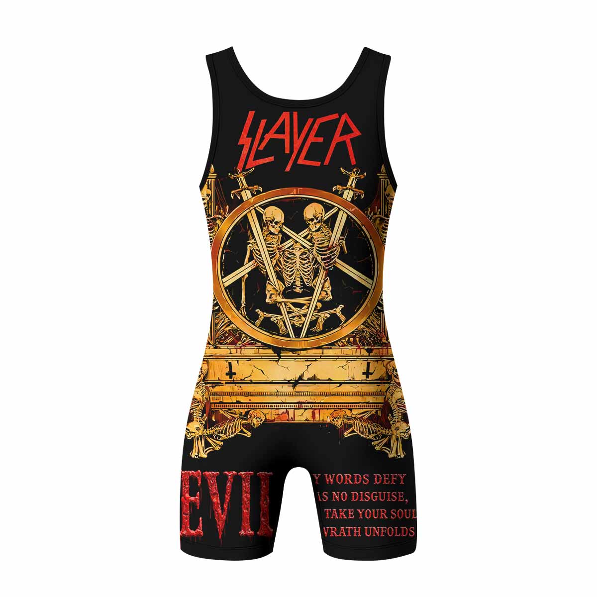 Slayer South Of Heaven Wrestling Singlet - back view mockup