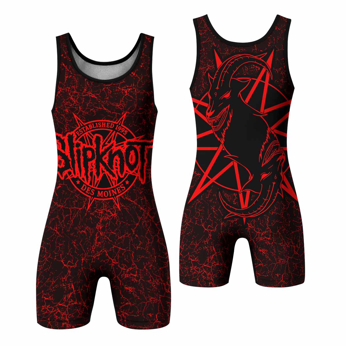 Slipknot Rotting Goat Wrestling Singlet - front and back view