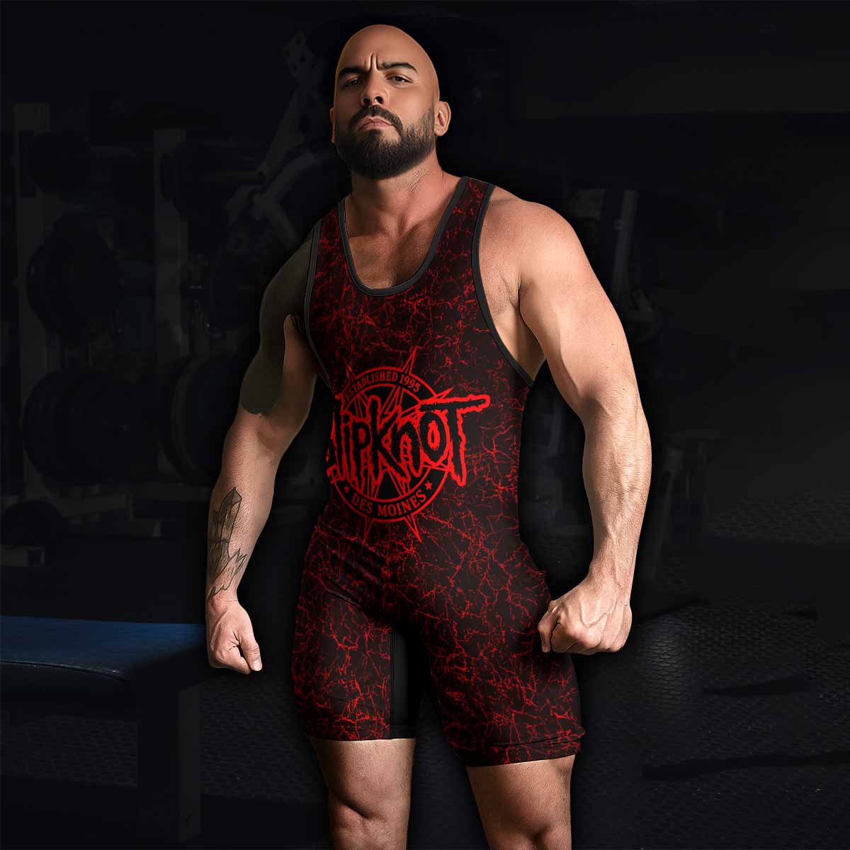 Slipknot Rotting Goat Wrestling Singlet - men's lifestyle view