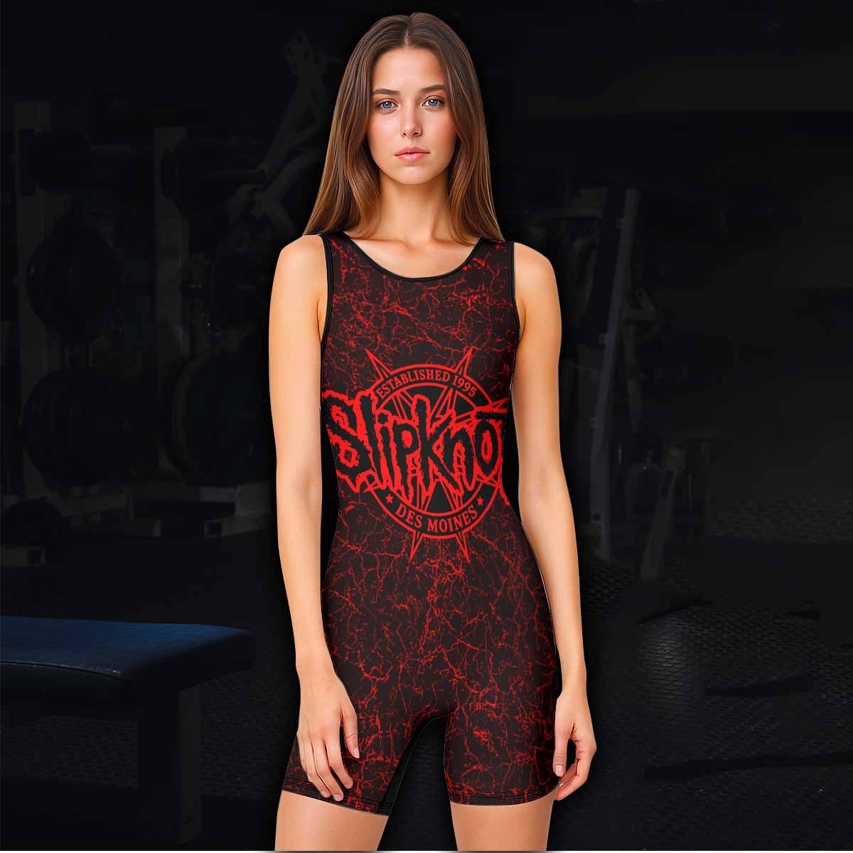 Slipknot Rotting Goat Wrestling Singlet - women's lifestyle view