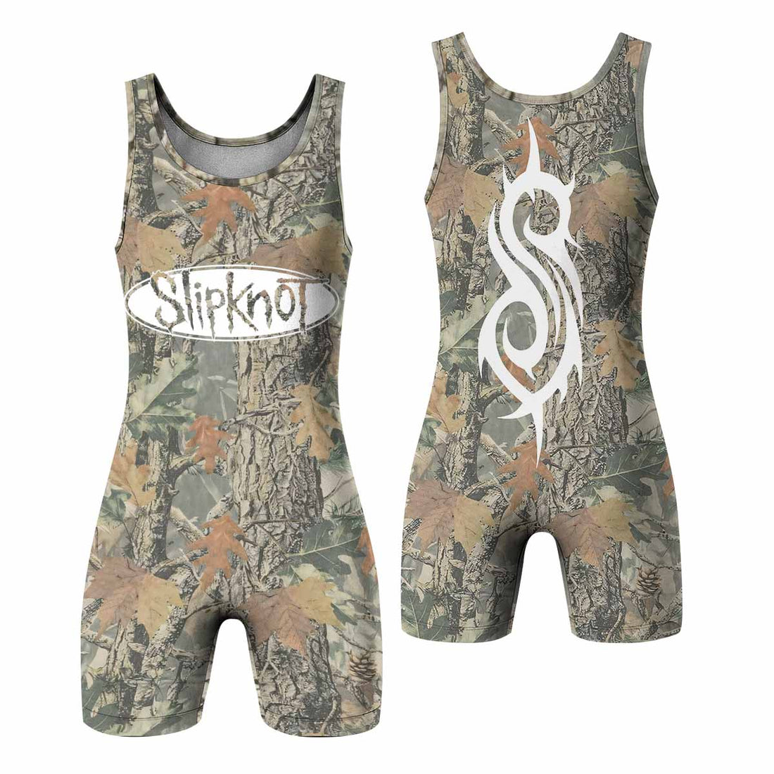Slipknot Forest Camo Wrestling Singlet - front and back view