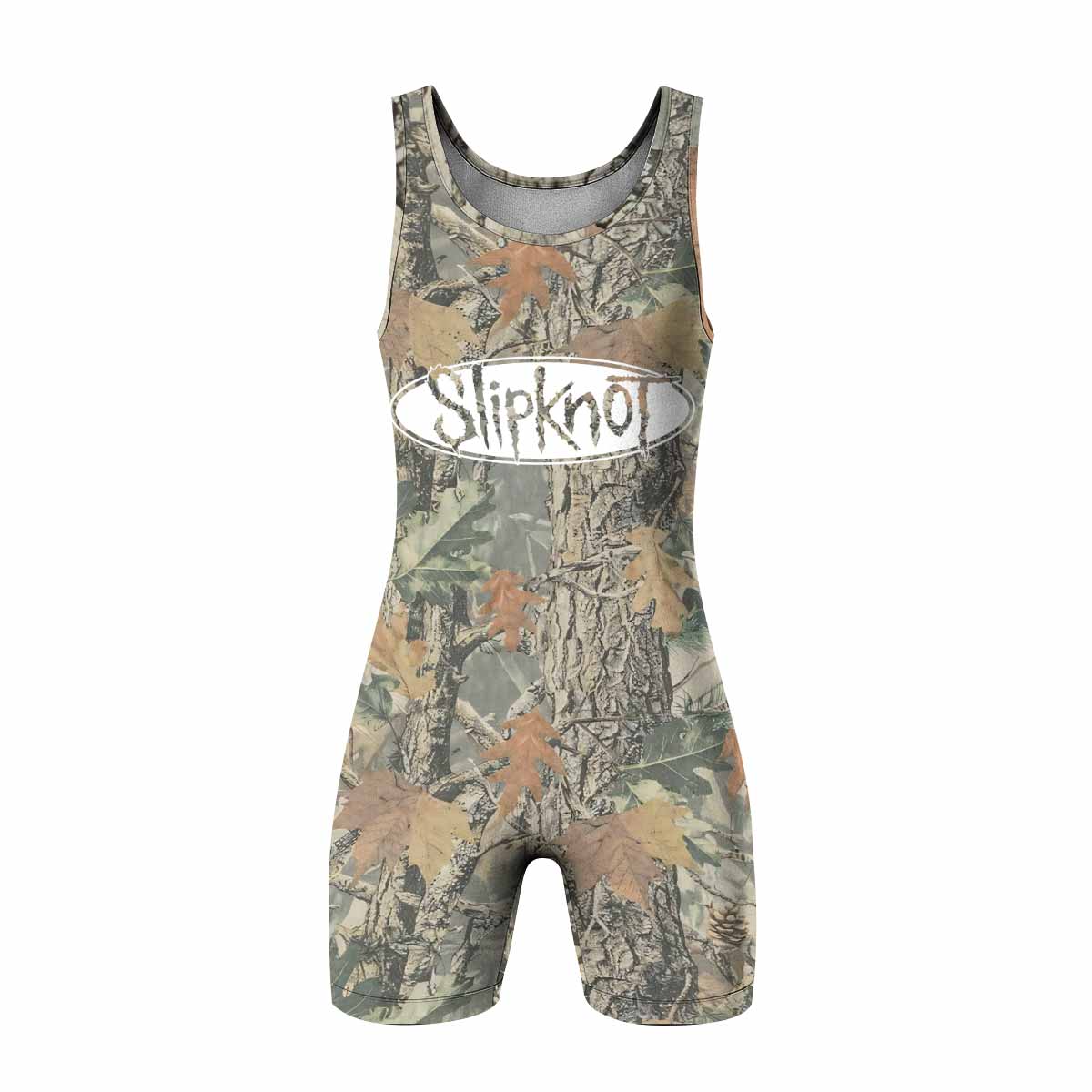 Slipknot Forest Camo Wrestling Singlet - front view mockup
