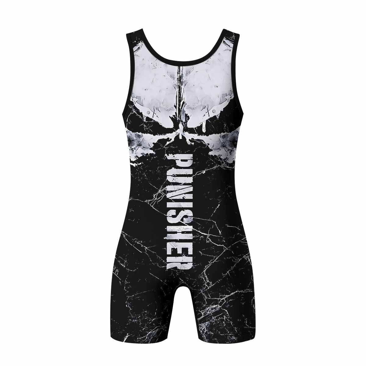 Punisher War Skull Wrestling Singlet - back view mockup