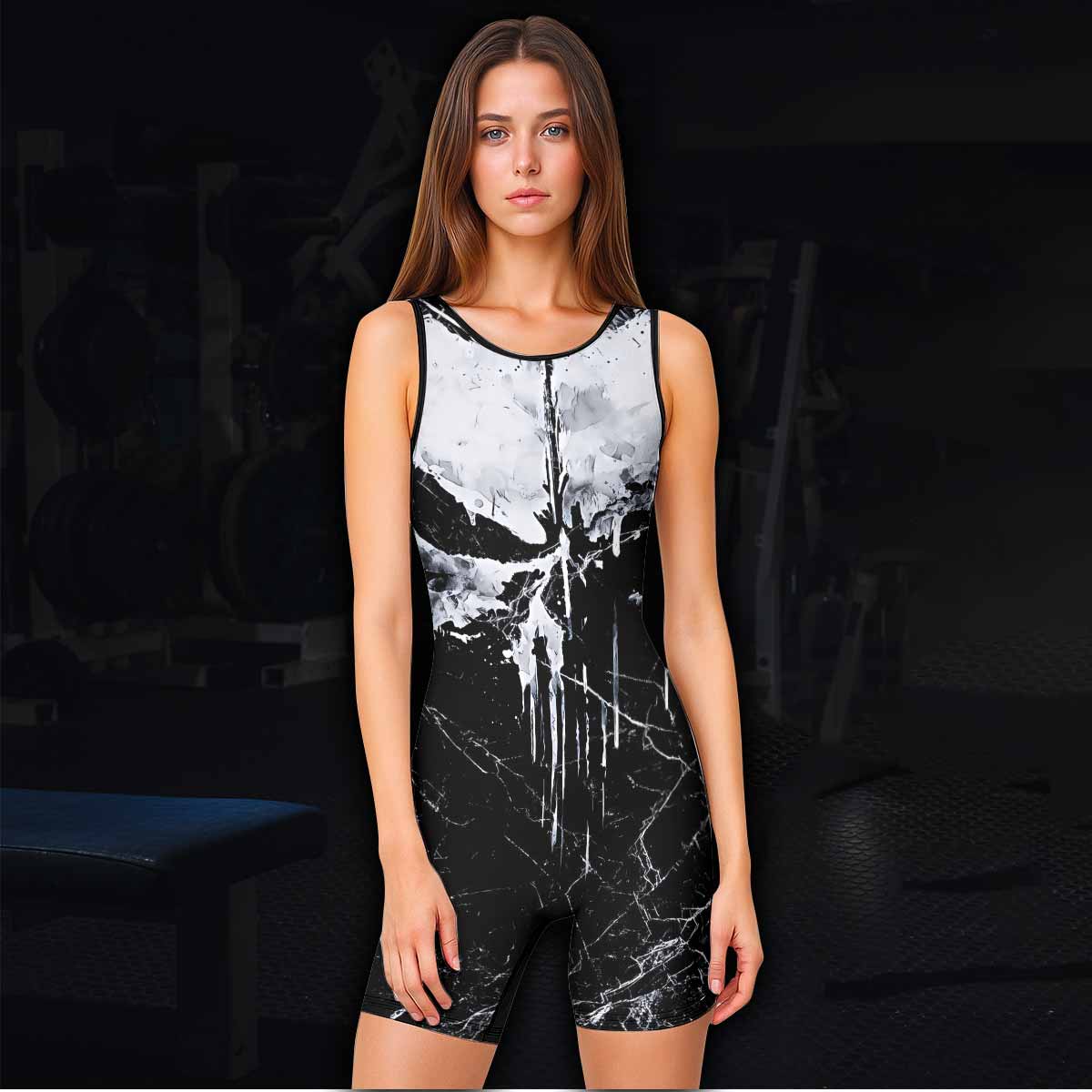 Punisher War Skull Wrestling Singlet - women's lifestyle view