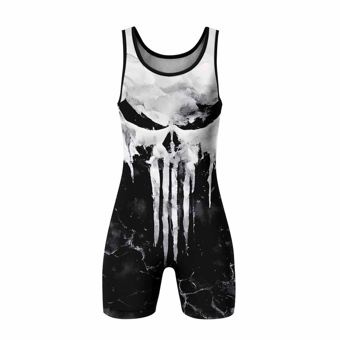 Punisher Ghost Skull Wrestling Singlet - front and back view