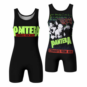 Pantera Cowboys From Hell Wrestling Singlet - front and back view