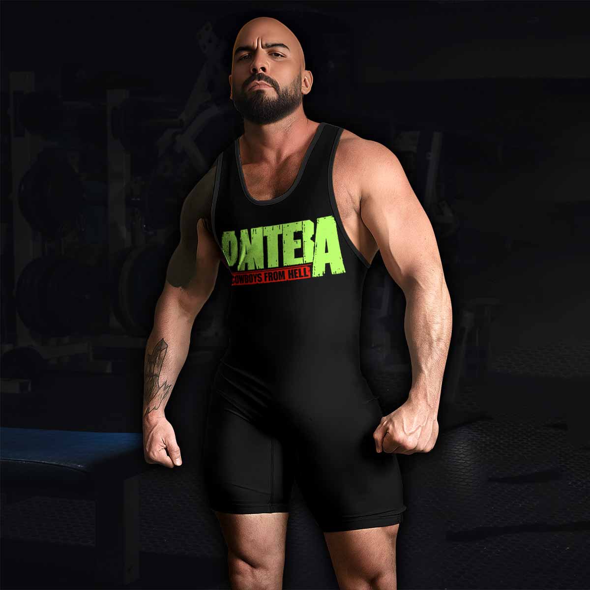 Pantera Cowboys From Hell Wrestling Singlet - men's lifestyle view