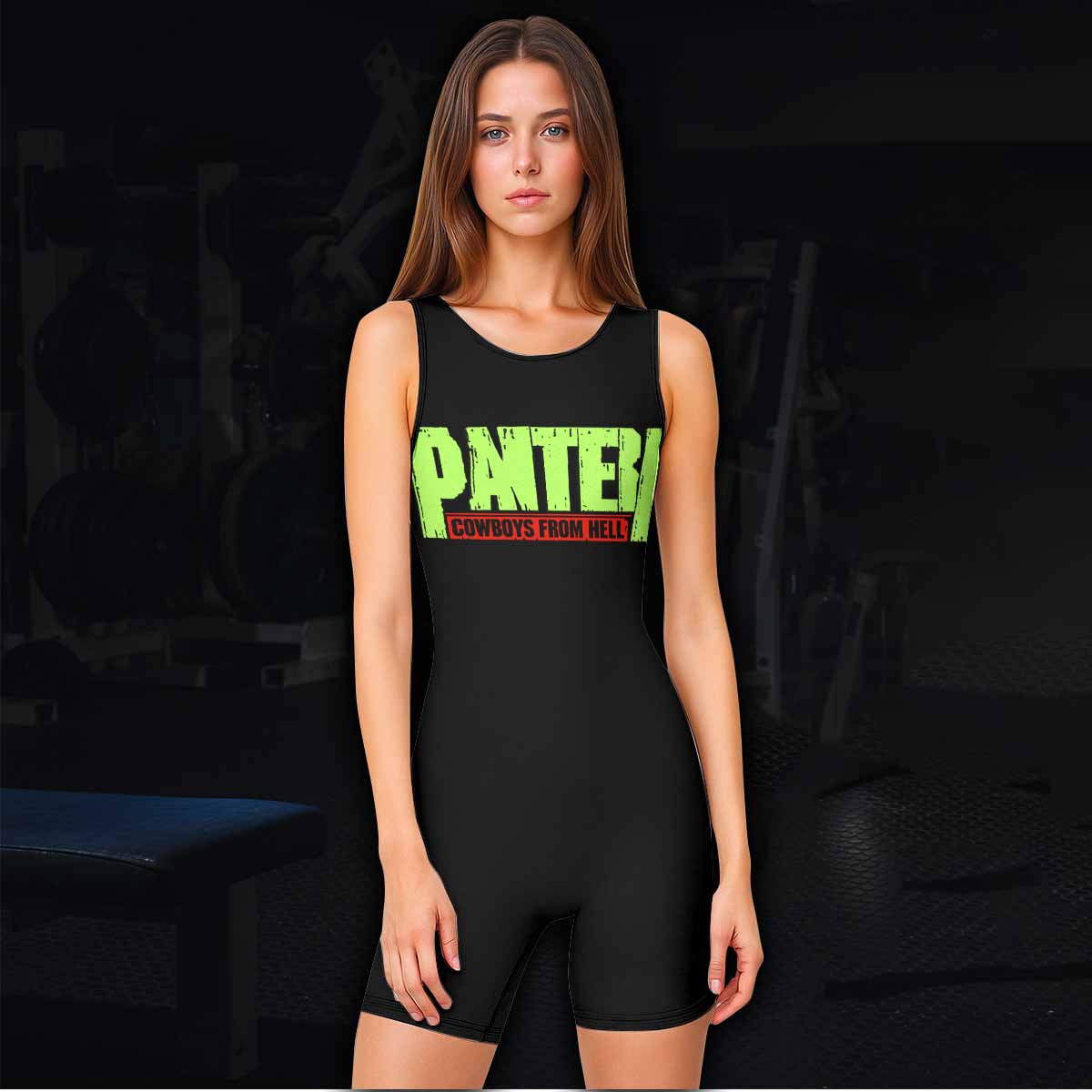 Pantera Cowboys From Hell Wrestling Singlet - women's lifestyle view