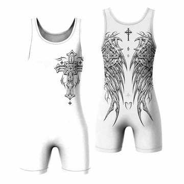 Angel Wings Cross Wrestling Singlet - front and back view