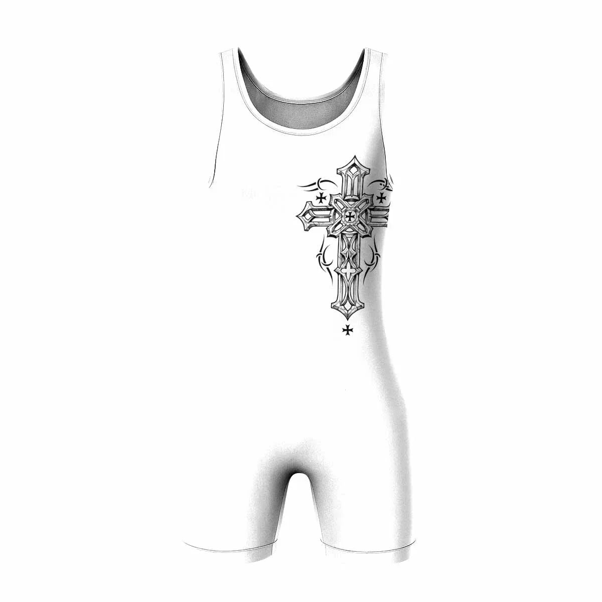 Angel Wings Cross Wrestling Singlet - front view mockup
