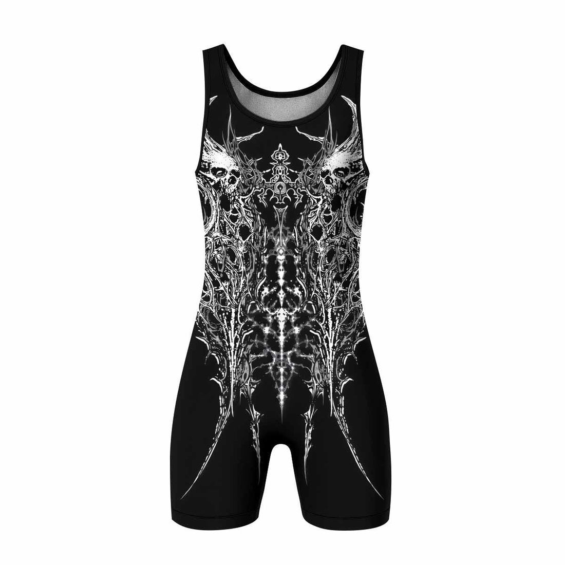 Mortalis Dark Spine Wrestling Singlet - front and back view